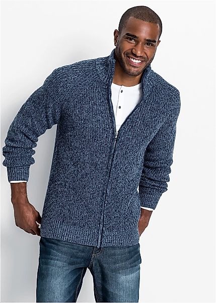 bonprix Strickjacke mit Stehkragen, Regular Fit, meliertes Garn günstig online kaufen