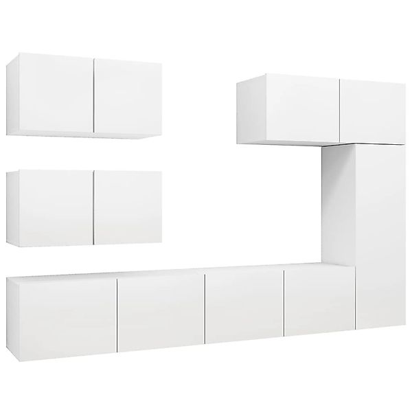vidaXL 6-Tlg TV-Schrank-Set Weiß Holzwerkstoff 3078715 günstig online kaufen