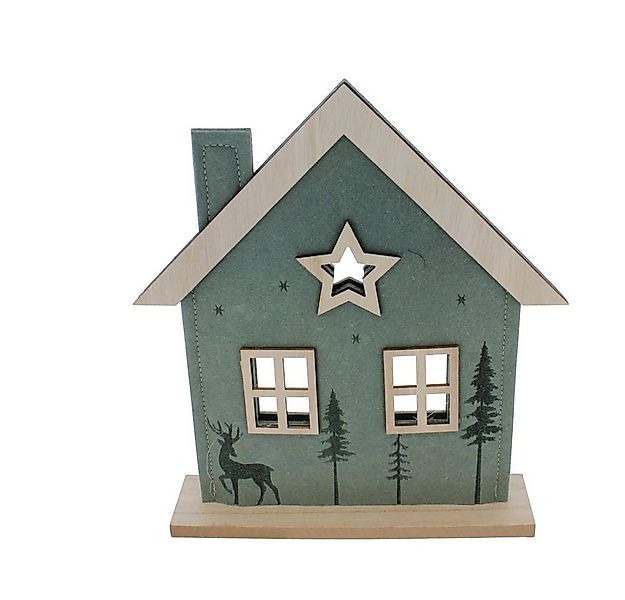 MICA Weihnachtsfigur Standdeko Waldhaus - grün/natur - ca. 23,5 x 5 x 26 cm günstig online kaufen