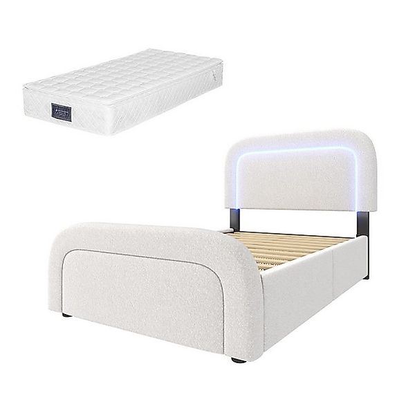 Gotagee Polsterbett Jugendbett Heimbett USB Typ C LED Sherp Weiß flaches Be günstig online kaufen