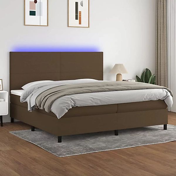 Vidaxl Boxspringbett Mit Matratze & Led Dunkelbraun 200x200 Cm Stoff günstig online kaufen