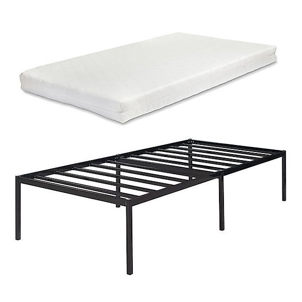 en.casa Metallbett, »Vårdö« mit Matratze 90 x 200 cm Schwarz günstig online kaufen