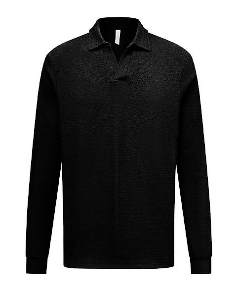 Allthemen Poloshirt mit Zopfmuster langarmshirt Baumwolle Shirt für Winter günstig online kaufen