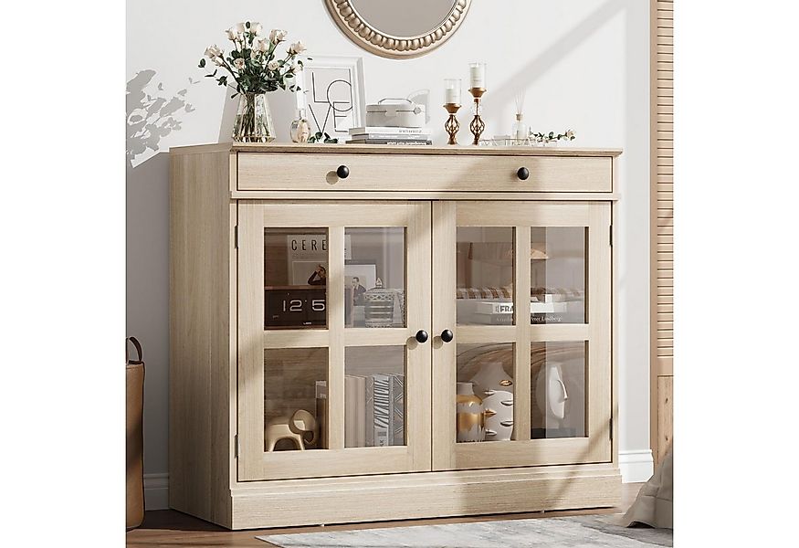 GarveeMore Sideboard Sideboard Küchenschrank Aufbewahrungsschrank mit Glast günstig online kaufen
