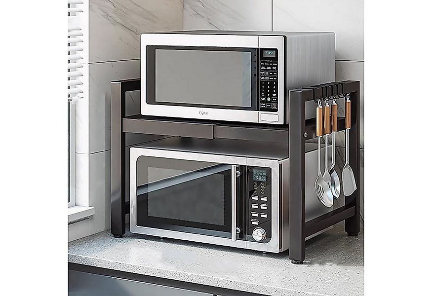 OKWISH Küchenregal Mikrowellenregal Bäckerregal Gewürzregal mit 6 Haken, 2- günstig online kaufen