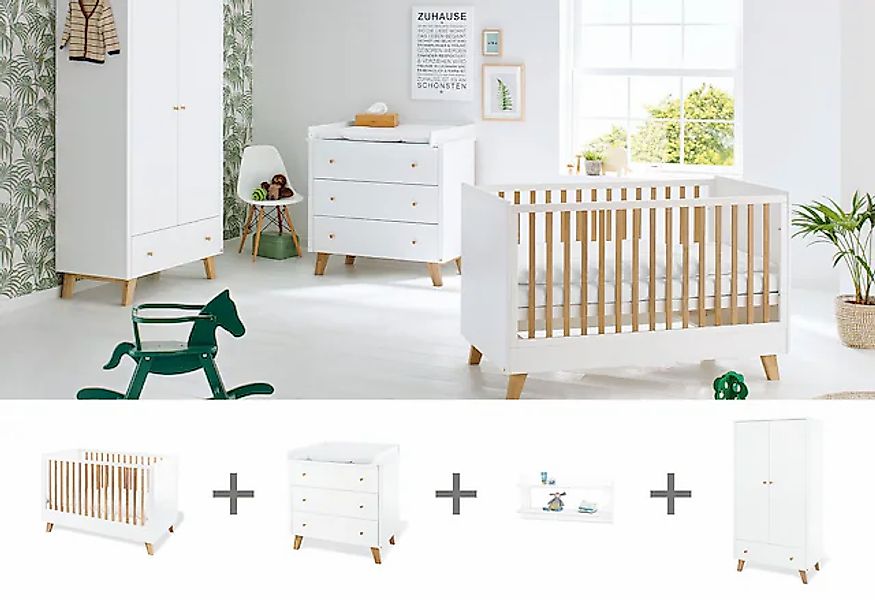 Pinolino® Babyzimmer-Komplettset »Pan«, (Set, 4 tlg., Kinderbett, Wickelkom günstig online kaufen