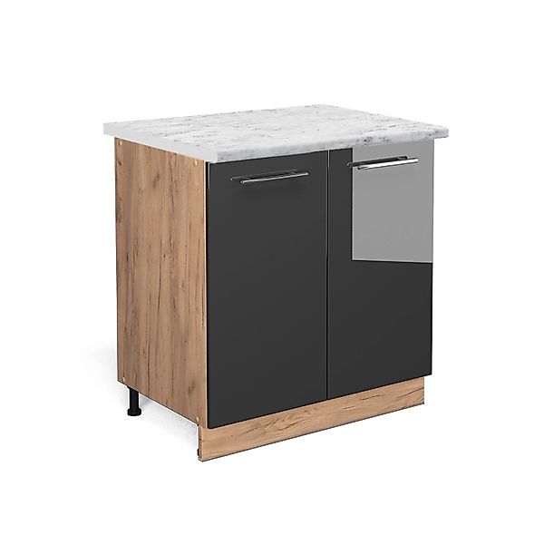 Vicco Spülenunterschrank Fame-Line Anthrazit Hochglanz/Goldkraft Eiche 80 c günstig online kaufen