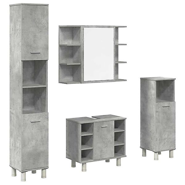 vidaXL Badezimmer-Set 4-tlg. Badmöbel-Set Betongrau Holzwerkstoff, günstig online kaufen