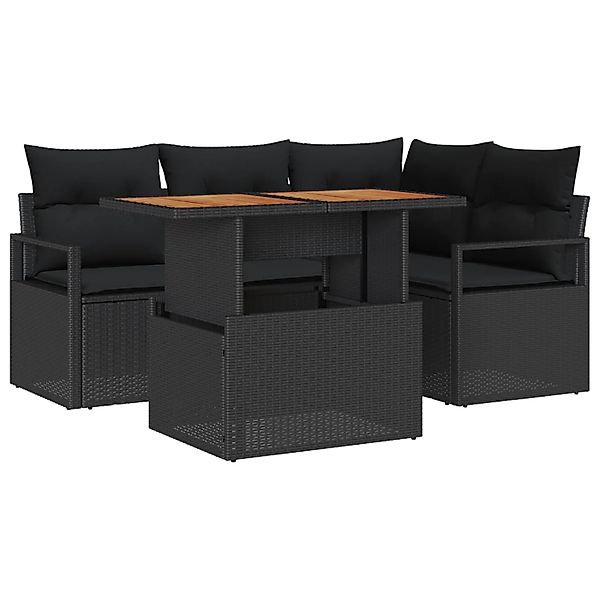 vidaXL Garten-Sofa-Set mit Speicher 5-Tlg Schwarz Poly Rattan 3358445 günstig online kaufen