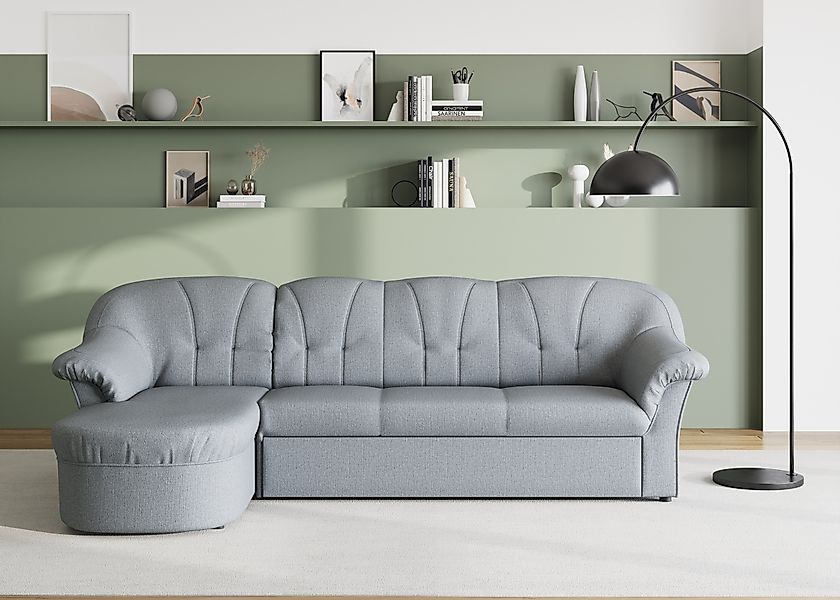 DOMO collection Ecksofa »Pegnitz, elegante Rückensteppung, kompakte Stellma günstig online kaufen
