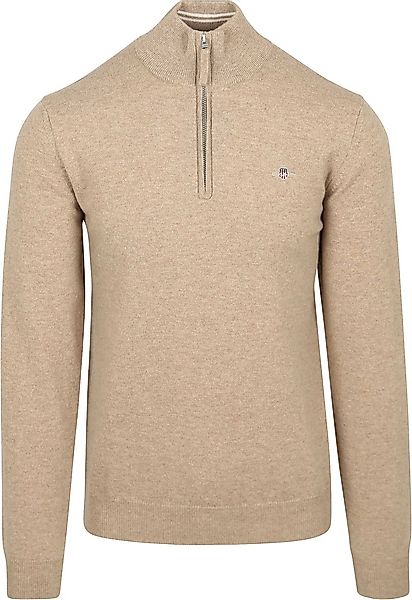 Gant Halfzip-Wollpullover Logo Beige - Größe XL günstig online kaufen