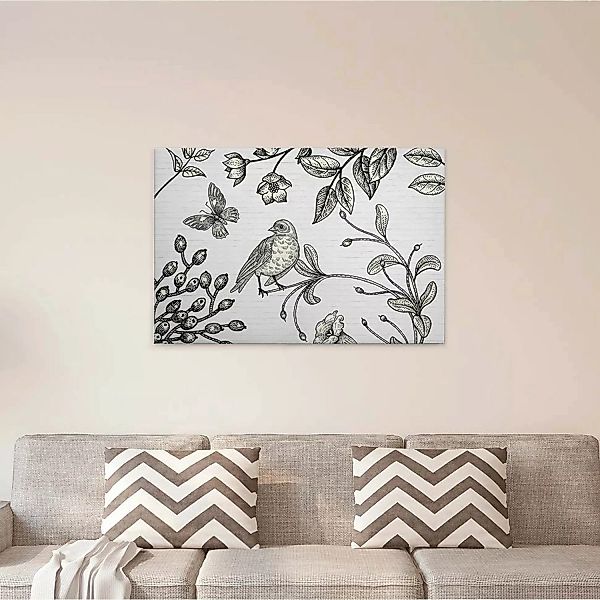 Bricoflor Holzschnitt Bild In Schwarz Weiß Leinwand Bild Mit Gezeichnetem V günstig online kaufen