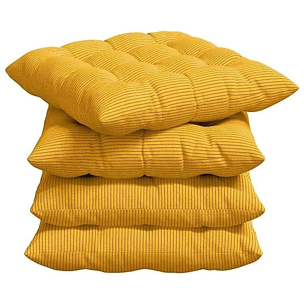 vidaXL Sitzkissen 4 Stk Helles Gelb 40 x 40 x 6 cm Cordstoff 42015187 günstig online kaufen