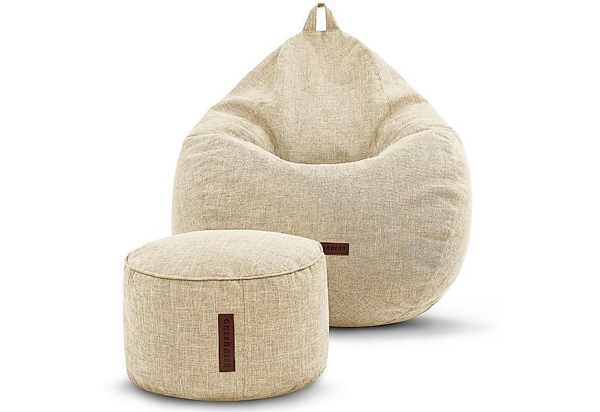 Green Bean Sitzsack Indoor Sitzsack L Home Linen + Hocker (2er Set Indoor S günstig online kaufen