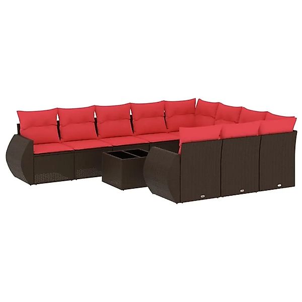 vidaXL 11-Tlg Gartensofa-Set mit Kissen Braun Polyrattan 3221903 günstig online kaufen