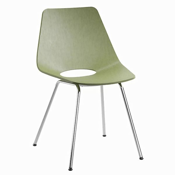 THONET S 661 Stahlrohrstuhl | Buche olivgrün | Gestell chrom günstig online kaufen