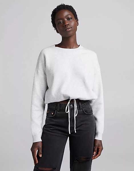Bershka – Pullover mit kurzem Schnitt und verstellbarem Kordelzug am Bund i günstig online kaufen