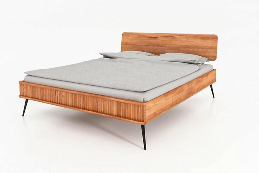 Natur24 Einzelbett Bett Tula 1 Kernbuche massiv 90x200cm mit Holzkopfteil günstig online kaufen