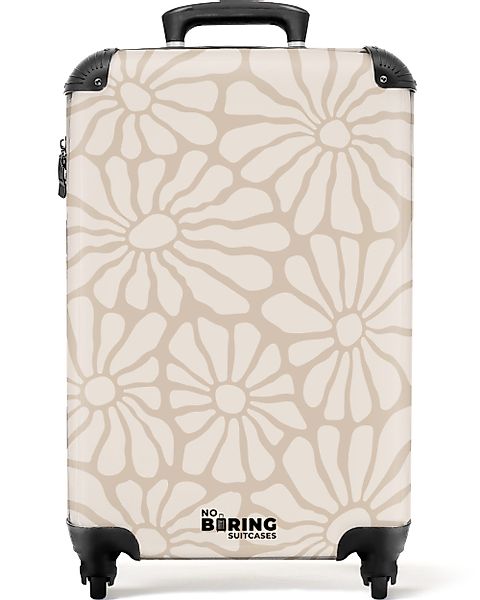 NoBoringSuitcases.com© Hartschalen-Trolley Hellbraun mit beigen Blüten günstig online kaufen
