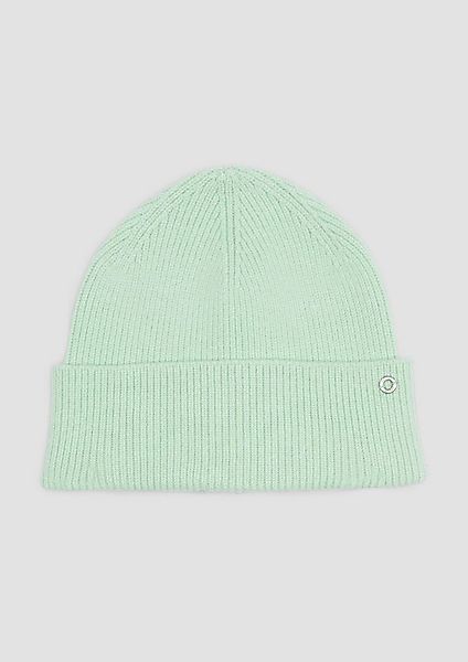 s.Oliver Strickmütze Mütze Gestrickte Beanie mit Umschlag und Logo-Detail günstig online kaufen