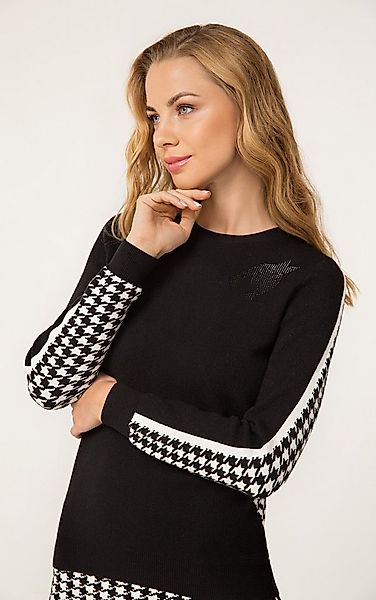 Passioni Strickpullover mit Hahnentritt-Details günstig online kaufen