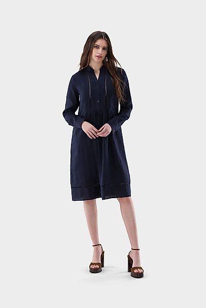 Midikleid aus Leinen mit Lochstick-Details günstig online kaufen