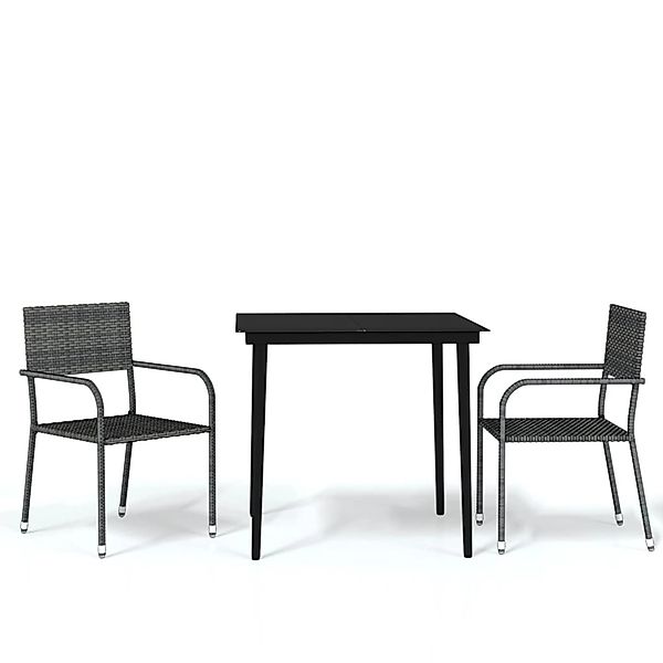 vidaXL 3-Tlg Garten-Essgruppe Grau 3099595 günstig online kaufen