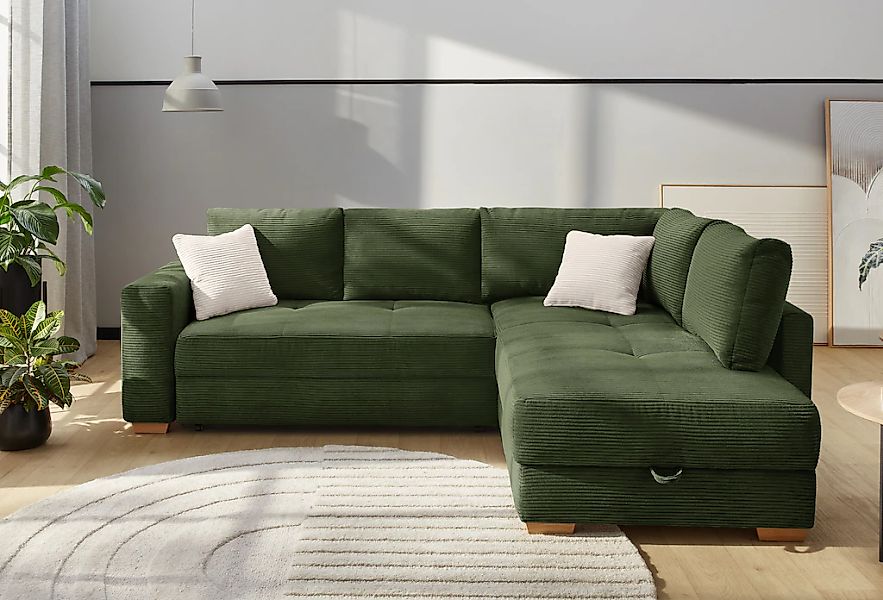 Jockenhöfer Gruppe Ecksofa "Sunset, Dauerschlafsofa mit", Tonnentaschen-Fed günstig online kaufen