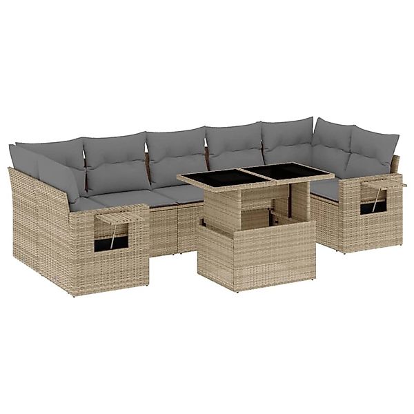 vidaXL 8-tlg Garten-Sofagarnitur mit Kissen Beige Poly Rattan Modell 288 günstig online kaufen