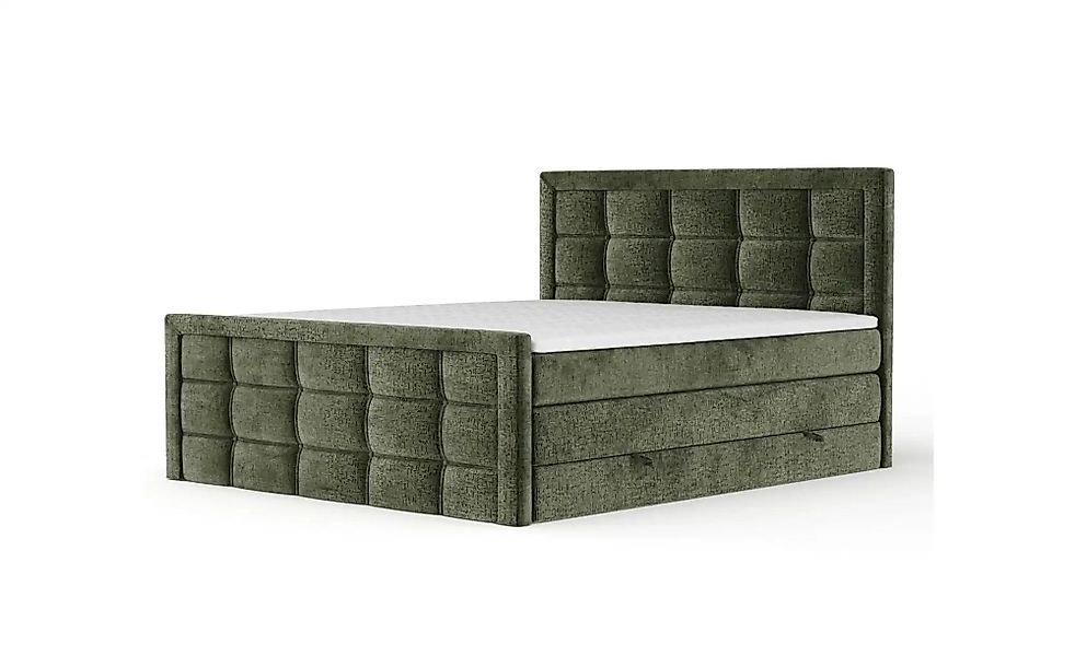 Boxspringbett mit Stauraum   ¦ grün ¦ Maße (cm): B: 142 H: 118 Betten > Kom günstig online kaufen