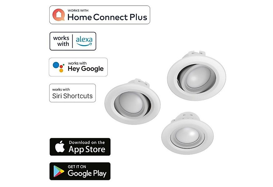 Hama LED Einbaustrahler 3x WiFi LED Einbaustrahler 5W / 32W Weiß, Effektbel günstig online kaufen
