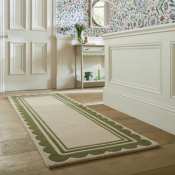 FLAIR RUGS Wollteppich "Lois mit Jakobsmuschelbordüre" rechteckig 7 mm Höhe günstig online kaufen