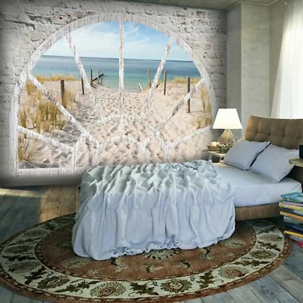 artgeist Fototapete Window View - Beach mehrfarbig Gr. 400 x 280 günstig online kaufen