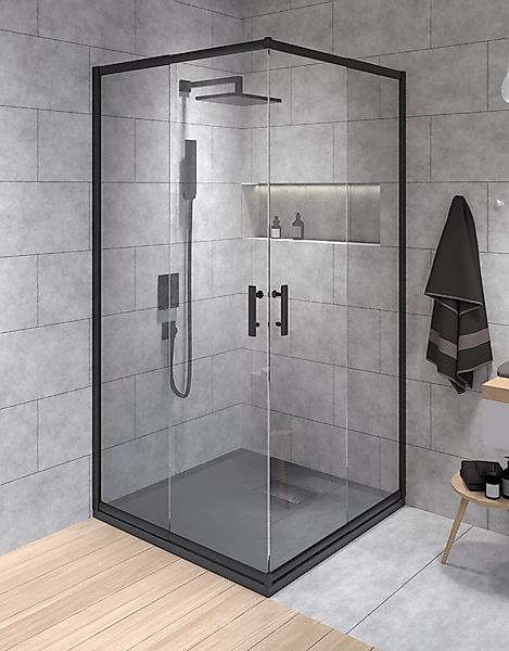 KOLMAN Eckdusche HELA Schwarz 80x80 190 günstig online kaufen