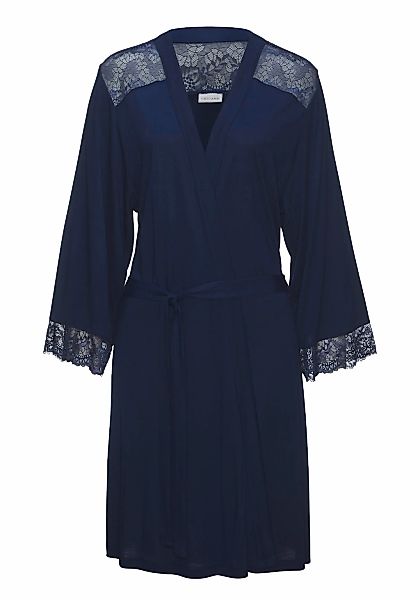 LASCANA Kimono, Kurzform, Viskose, Kimono-Kragen, Gürtel, mit Spitzeneinsät günstig online kaufen