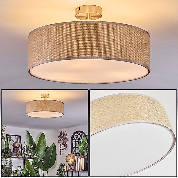 hofstein Deckenleuchte Deckenlampe aus Metall/Papiergeflecht/Stoff in günstig online kaufen