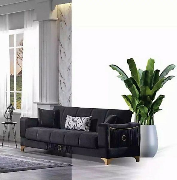 JVmoebel 3-Sitzer Schwarz Sofa 3-Sitzer Couch Sitzmöbel Polstersofa Wohnzim günstig online kaufen