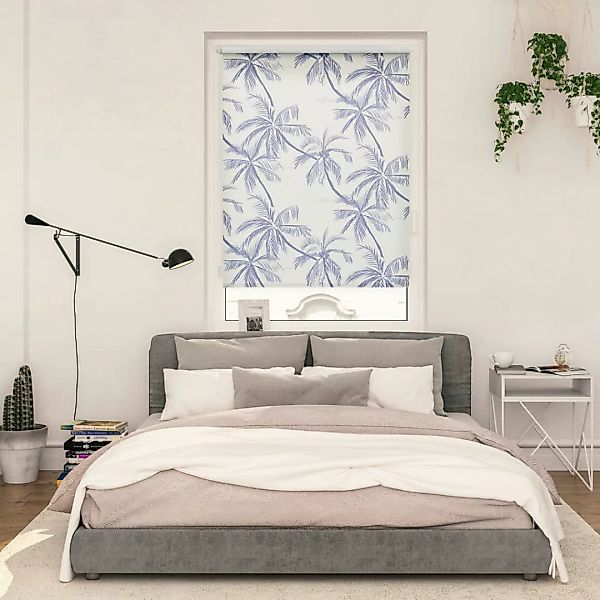 Verdunkelungsrollo Blueprint Palms blau B/L: ca. 60x150 cm günstig online kaufen