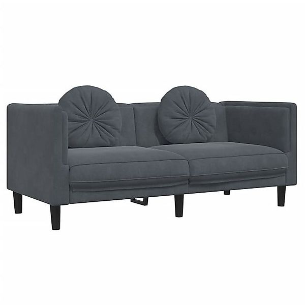 vidaXL Sofa Sofa mit Kissen 2-Sitzer Dunkelgrau Samt günstig online kaufen
