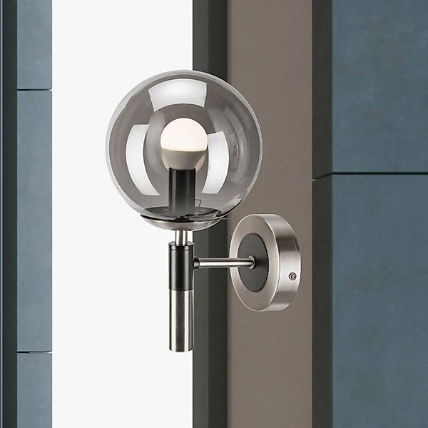 Wandleuchte Rollo, Ø 15 cm, rauchgrau, Glas/Metall günstig online kaufen