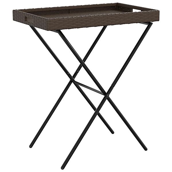 vidaXL Tabletttisch Klappbar Braun 65x40x75 cm Poly Rattan 365128 günstig online kaufen