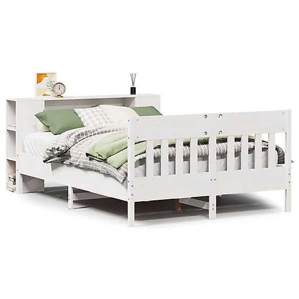 vidaXL Massivholzbett mit Regal ohne Matratze Weiß 140x200 cm Kiefer 332318 günstig online kaufen