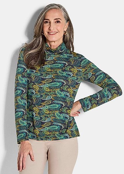 GOLDNER Langarmshirt Longsleeve mit Allover-Print, Stehkragen Elegantes Shi günstig online kaufen