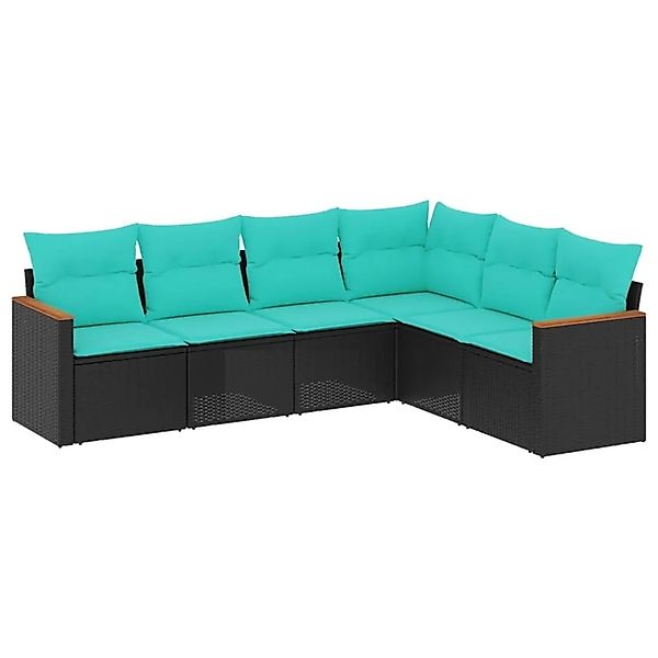 vidaXL 6-Tlg Gartensofa-Set mit Kissen Schwarz Polyrattan 3226001 günstig online kaufen