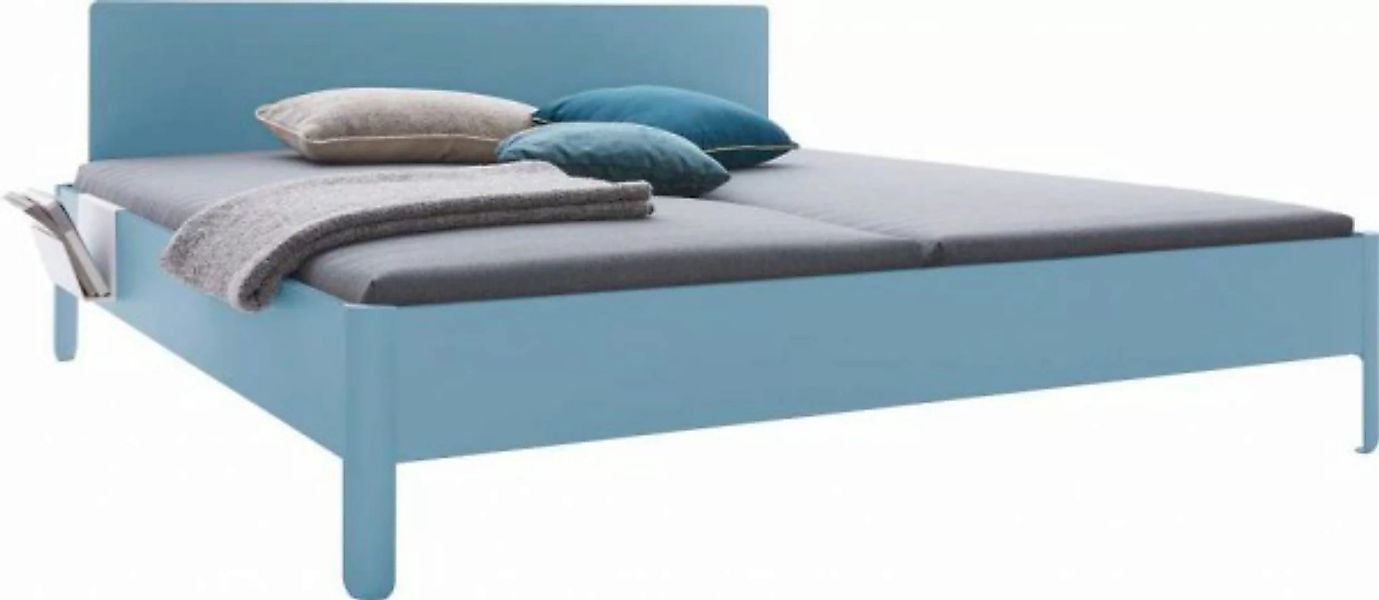 NAIT Doppelbett farbig lackiert Silbertannenblau 200 x 210cm Mit Kopfteil günstig online kaufen