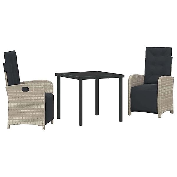 vidaXL Garten Essgruppe 3-Tlg Hellgrau Poly Rattan 3380344 günstig online kaufen