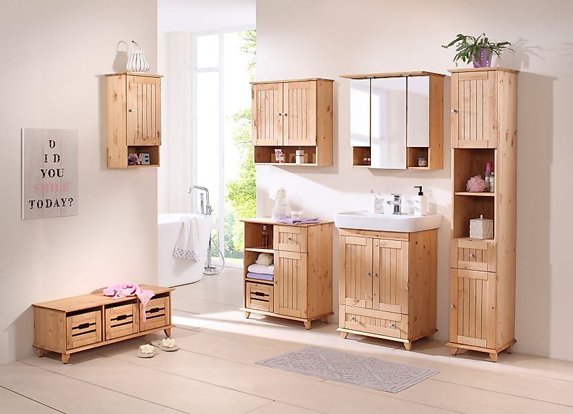 welltime Hängeschrank "Venezia" Badmöbel, aus massiver Kiefer, 2 Türen, Bre günstig online kaufen