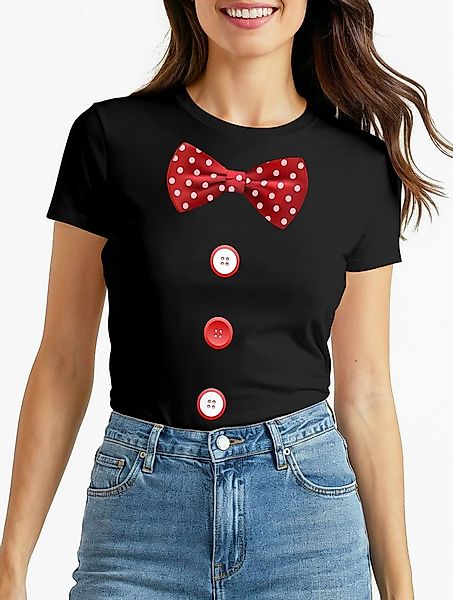 MoonWorks Print-Shirt Damen T-Shirt Fliege Knöpfe Schleife Clown Fasching F günstig online kaufen