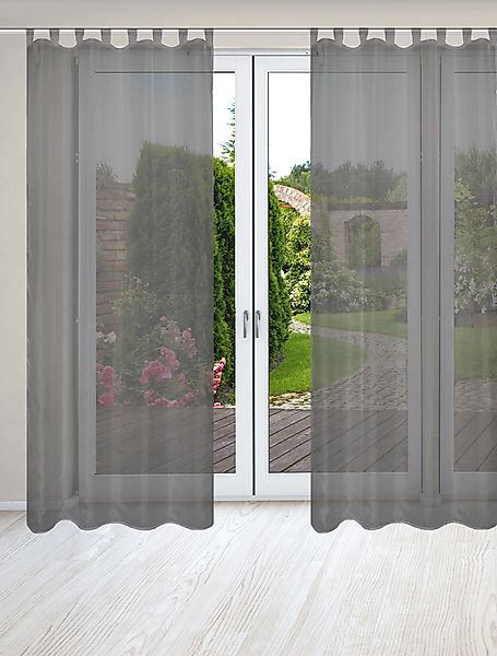 HOME WOHNIDEEN Vorhang »NESSI 2er Pack« Schlaufen 2 Stk. tlg. Uni, Voile, t günstig online kaufen