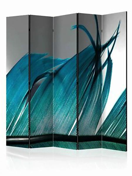 artgeist Paravent Turquoise Feather II [Room Dividers] grau-kombi Gr. 225 x günstig online kaufen